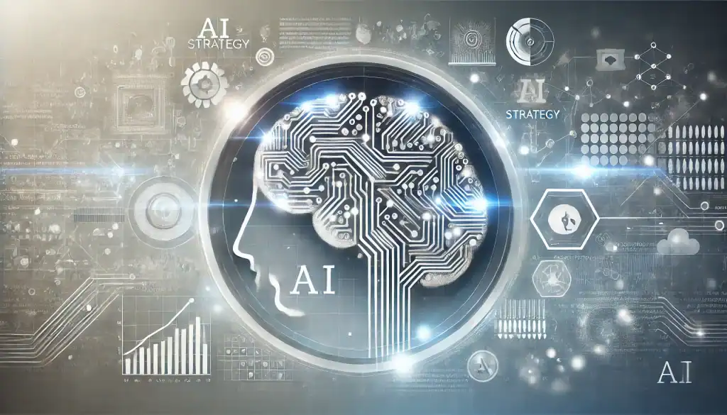 AI strategy concept with circuits and symbols