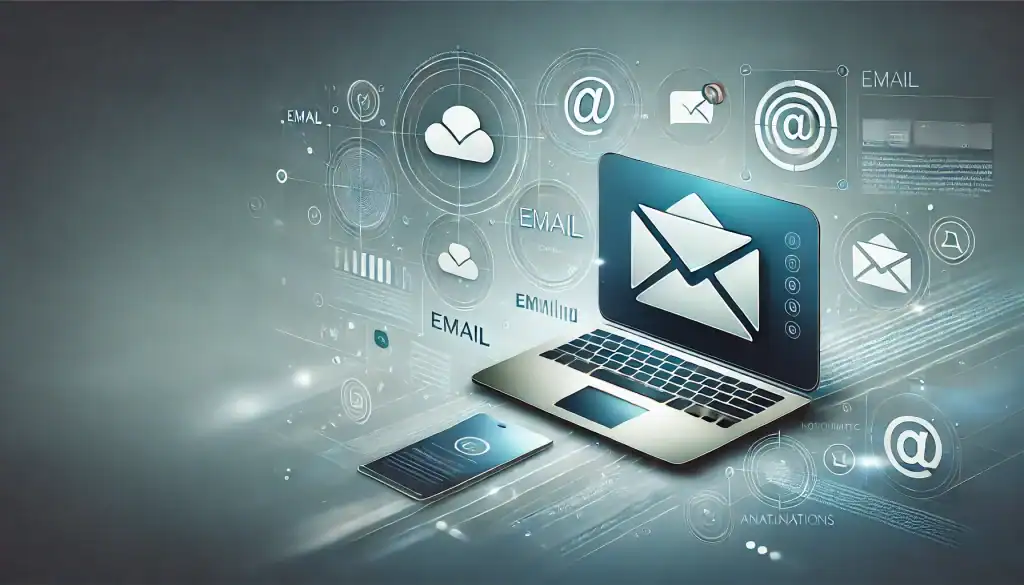 Digital email communication on laptop and tablet