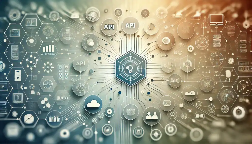 Digital network interface with various technology icons.