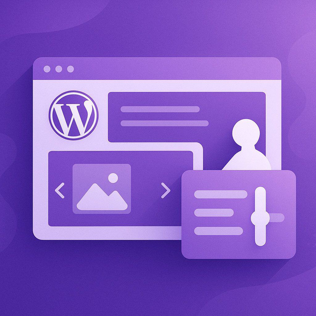 WordPress interface illustration with customization icons