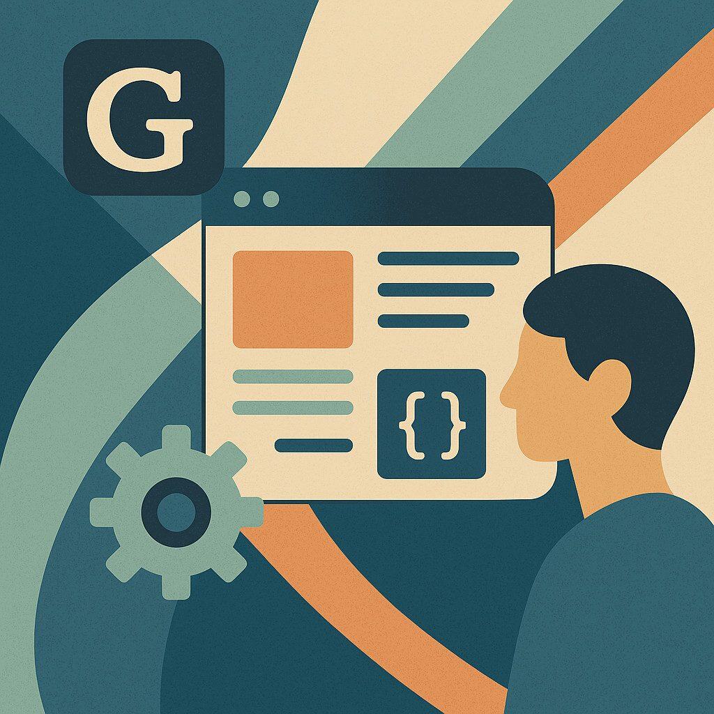 Web development illustration with browser and code