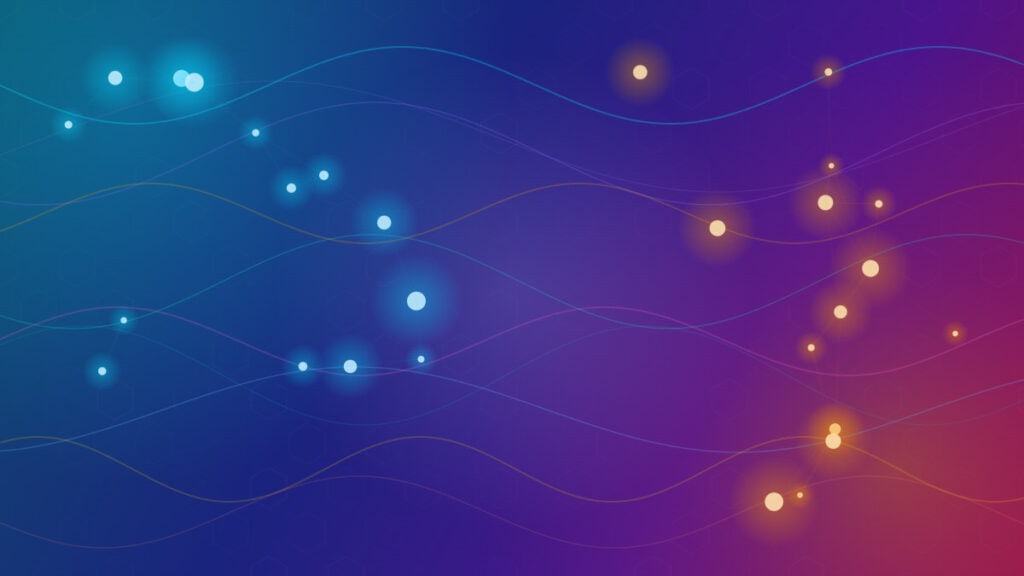 Abstract visualization comparing two AI tools with cyan and amber node clusters on a deep blue-purple gradient